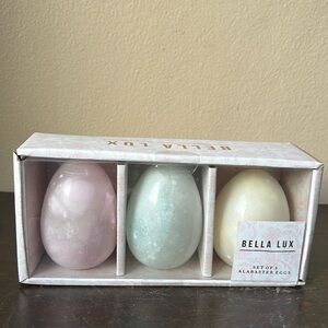 Bella Lux Set Of 3 Alabaster Easter Eggs Pastel Spring New In Box